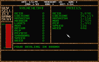 Dopewars atari screenshot